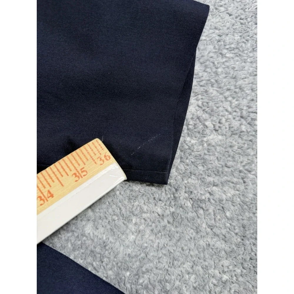 Oak Hill Perfect Fit Sport Coat Blazer Mens 52L Navy Blue Brass Buttons Stretch